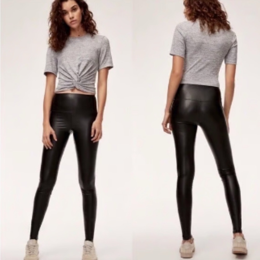 Aritzia Black Leather Leggings